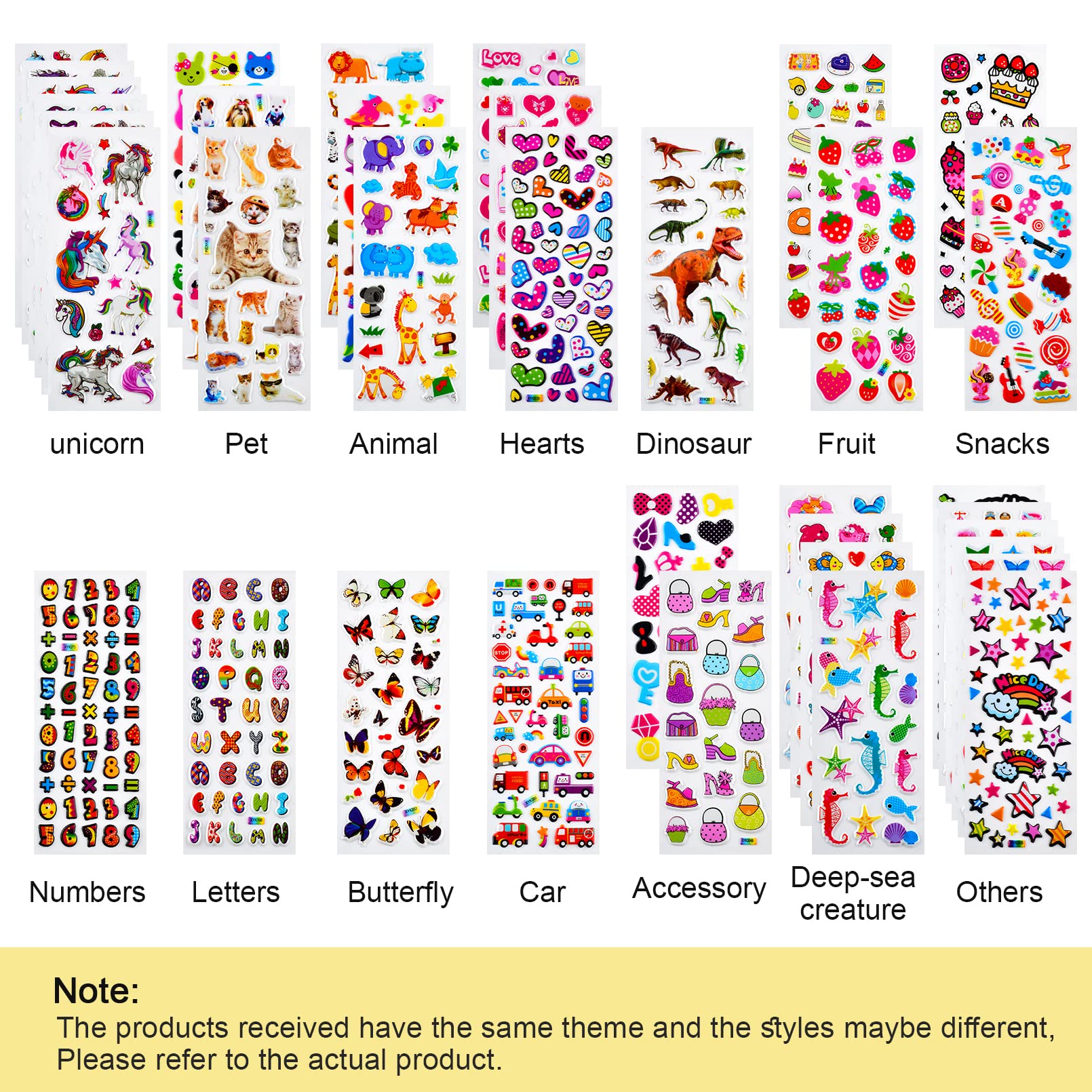 Habett 3D Stickers for Kids & Toddlers, 920+ 3D Puffy Stickers 36 Different Sheets Including Animals, Letters, Numbers, Dinosaurs, Cars and More