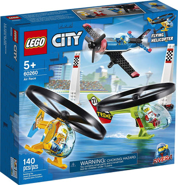 LEGO City Air Race 60260 Flying Helicopter Toy, Features 2 Ripcord Helicopters, Stunt Plane Aircraft Toy, 2 Pylons, Plus Rivera, Xtreme and Vitarush