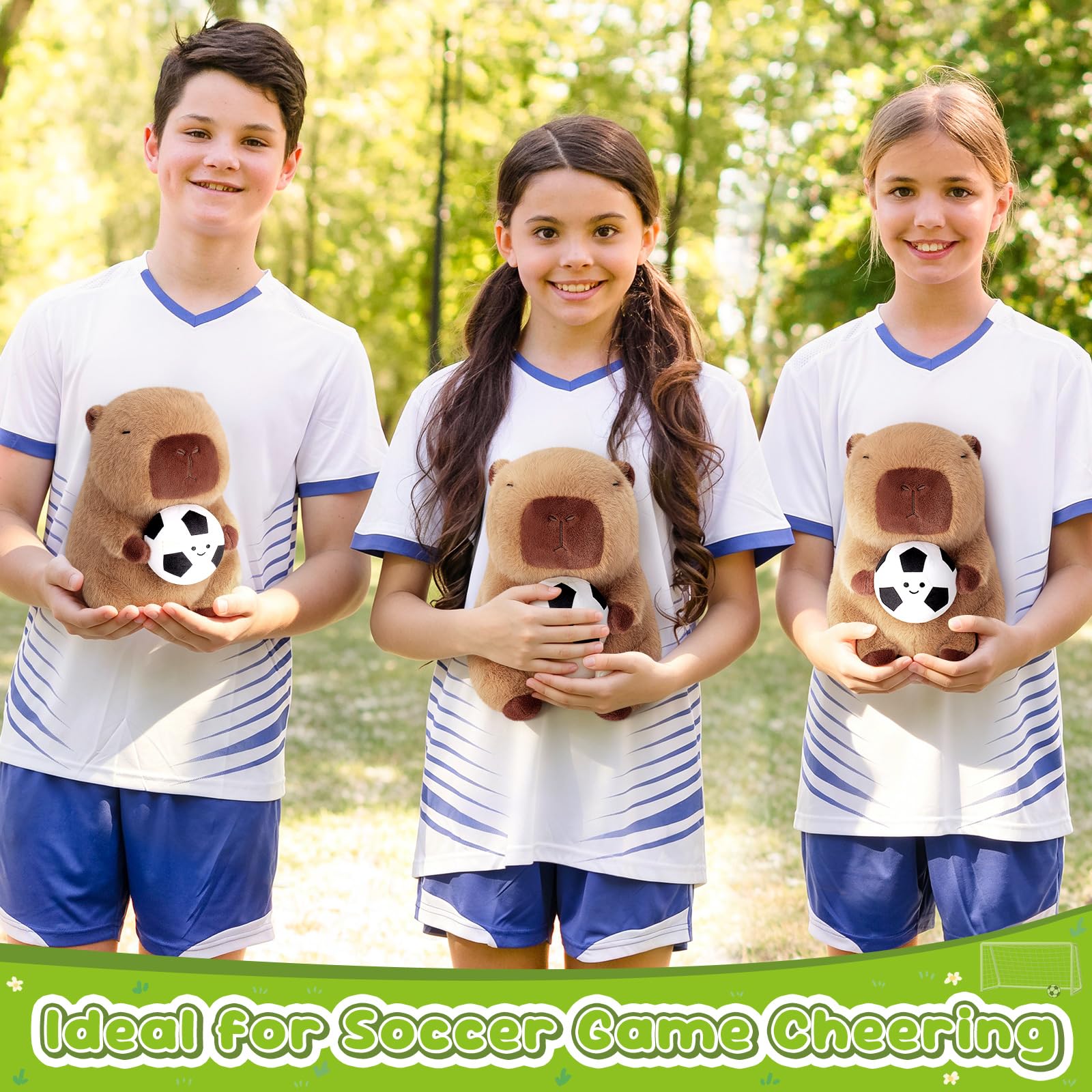 Achwishap 11 Inches Brown Capybara Plush Stuffed Animal with Soccer Ball