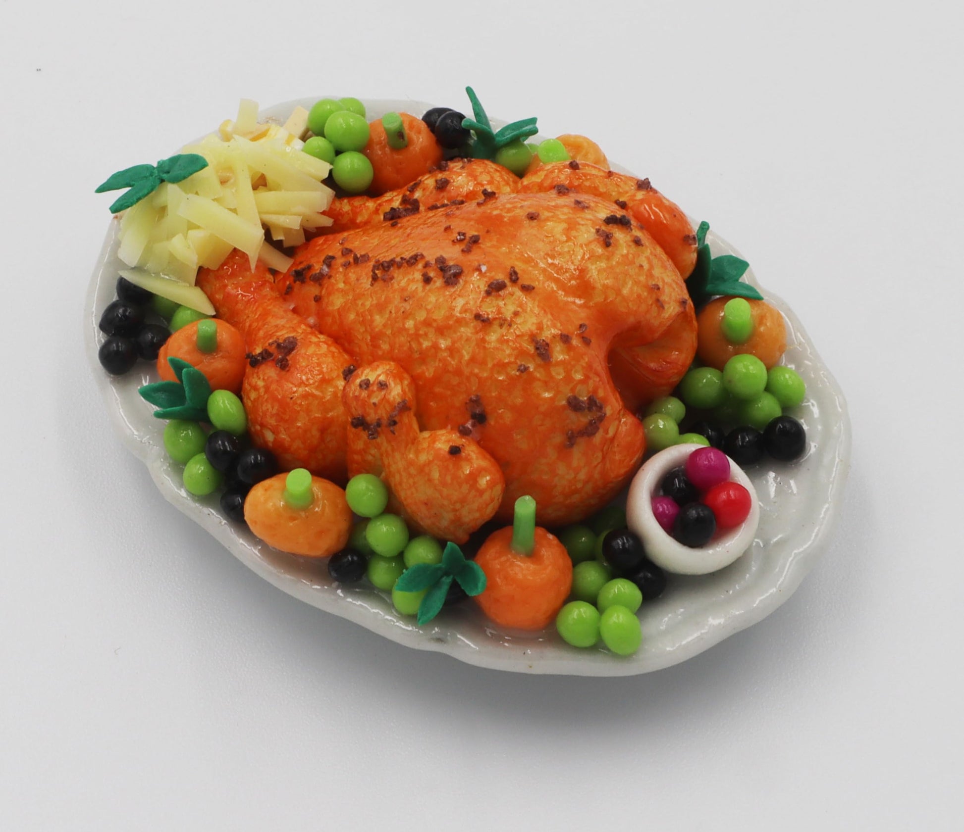 Handmade Miniature Roast Turkey - Realistic Clay Thanksgiving Turkey Figurine for Dollhouses, Food Displays, DIY Crafts & Holiday Decorations