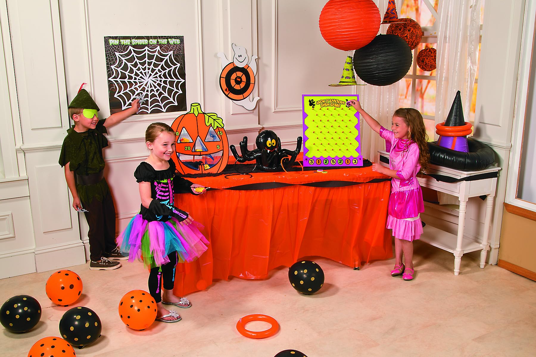 Fun Express Halloween Disk Drop Game 8 Piece Set - Premium Wooden Plinko Board Style Halloween Party Games for Kids & Adults | Fall Festival Carnival