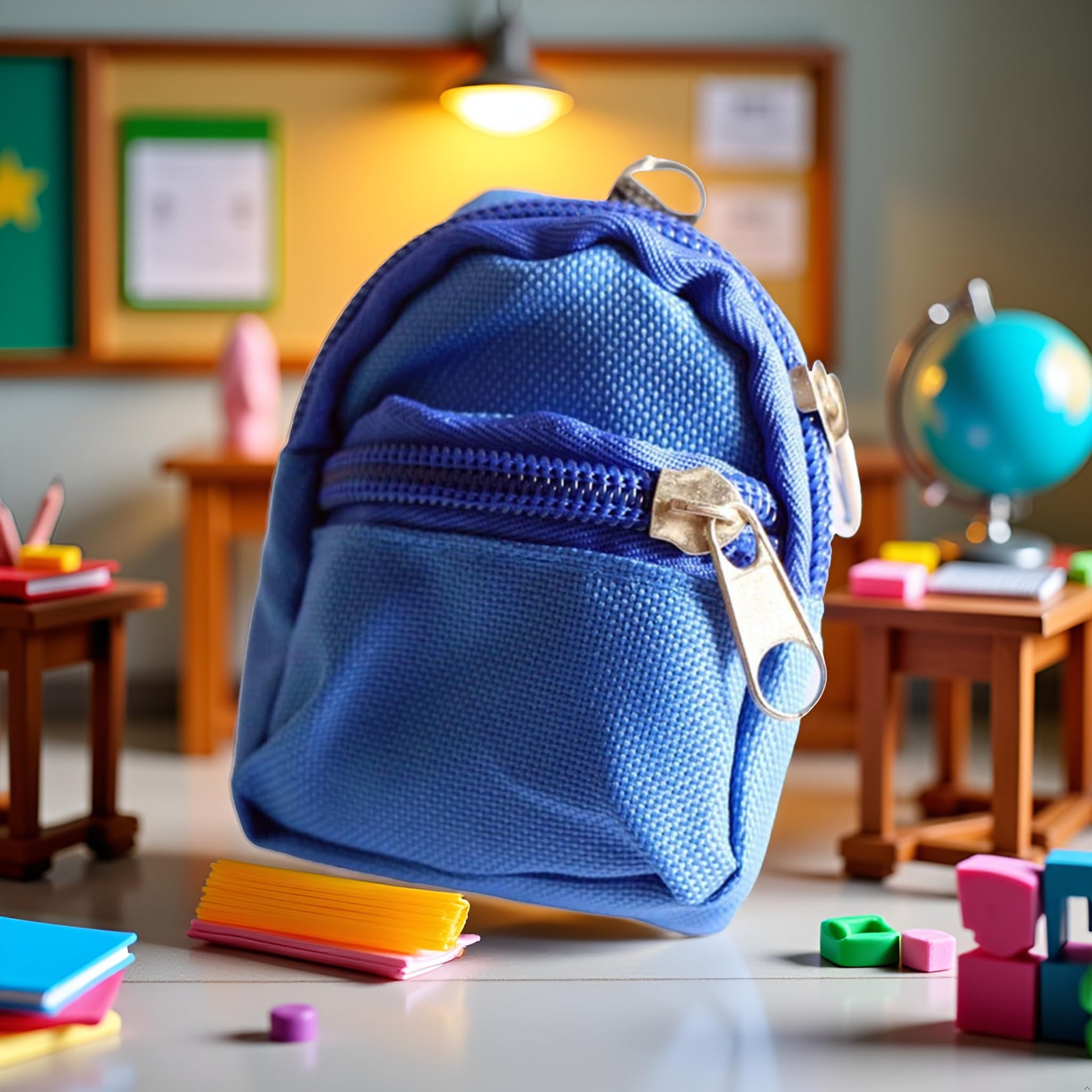 1Pc Blue Mini Doll Backpack School Bag Model Dollhouse School Accessory for 1/6 Scale Dollhouse Décor,Simulation Mini School Bag Model,Dollhouse
