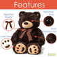 Joon Big Teddy Bear - Fluffy Fur, Ribbon & Bow Signature Footprints- Huggable & Lovable Joy, Ideal Gift for Baby Showers, Loved Ones, Perfect Big