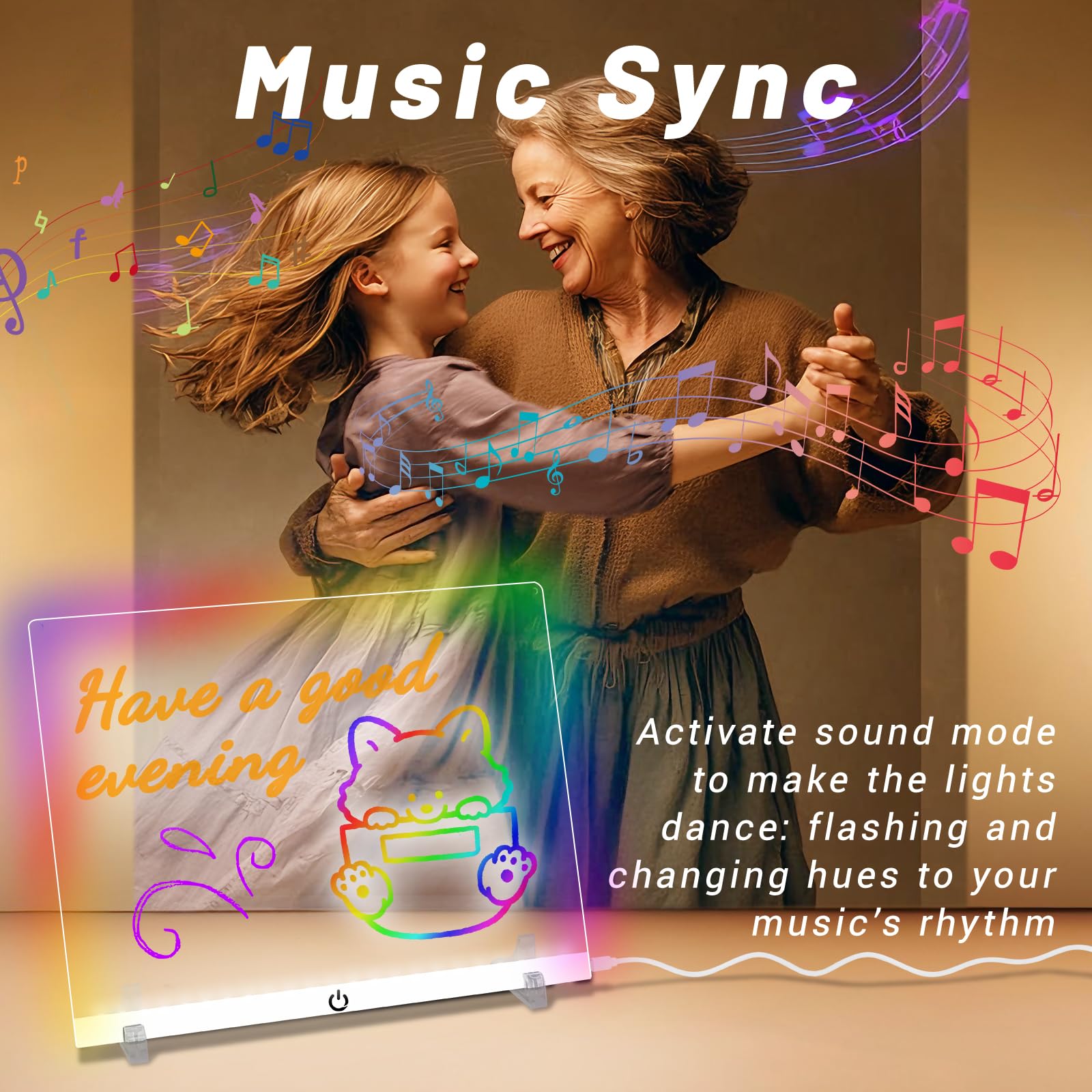LED Drawing Board Control by APP/Remote/Music Syn/Touch Button, Doodle Glow, Acrylic Dry Erase Board with LED Light, Glowing Memo, Ideal
