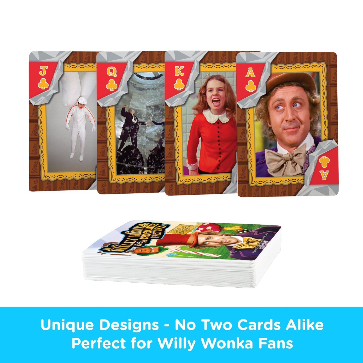 Aquarius Willy Wonka Playing Cards - Willy Wonka Themed Deck of Cards for Your Favorite Card Games - Officially Licensed Willy Wonka Merchandise