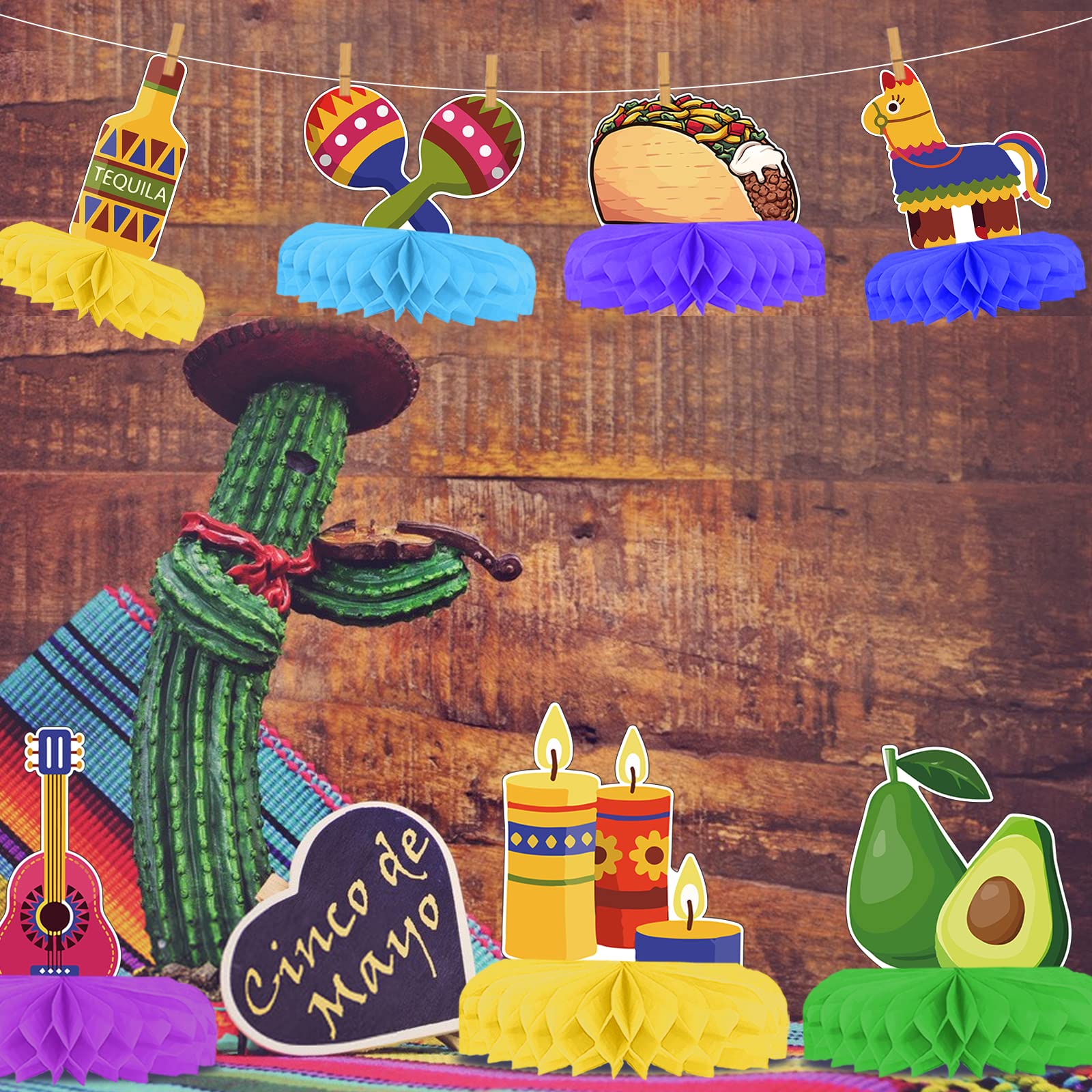 10 Pcs Cinco De Mayo Fiesta Centerpieces for Tables Cinco De Mayo Table Decorations Fiesta Decorations Mexican Themed Party Decorations Fiesta Party