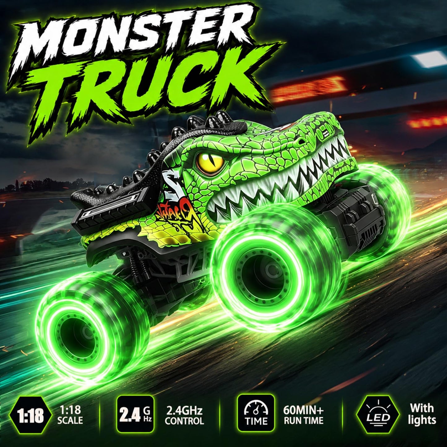 Remote Control Monster Truck Toys for Kids 6-12, Dino RC Car Monster Trucks