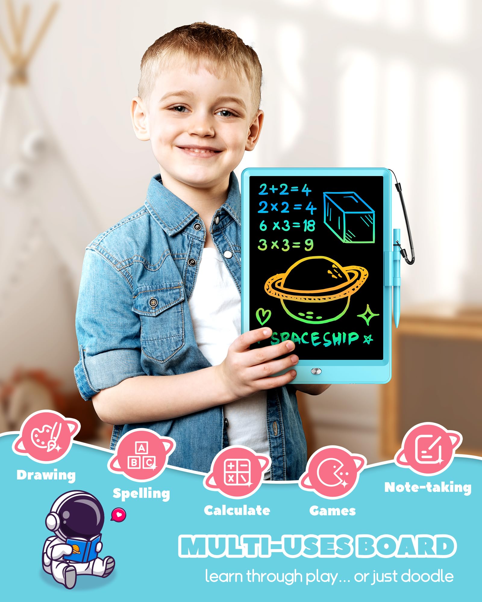 ORSEN LCD Writing Tablet 10 Inch, Colorful Doodle Board Drawing Pad for Kids, Toddler Toys for 3 4 5 6 7 8 Year Old Girls Boys Gifts (Blue)