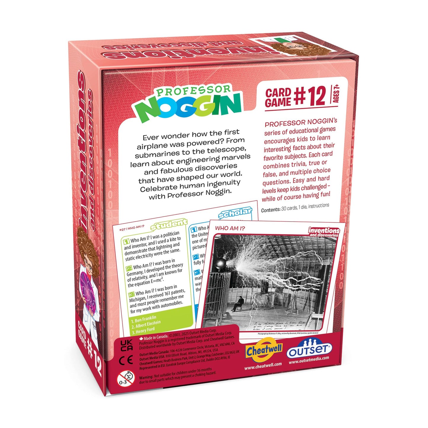 Outset Media Professor Noggin's Inventions and Discoveries - an Educational Trivia Based Card Game for Kids - Trivia, True or False, and Multiple