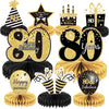 9 Pieces 80th Birthday Decoration 80 th Birthday Centerpieces for Tables Decorations Cheers to 80 Years Honeycomb Table Topper for Men and Women