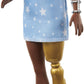 Barbie Fashionistas Doll #146 with 2 Twisted Braids & Prosthetic Leg Wearing Star-Print Dress, White Shoes & Arm Bracelet, Toy for Kids 3 to 8 Years