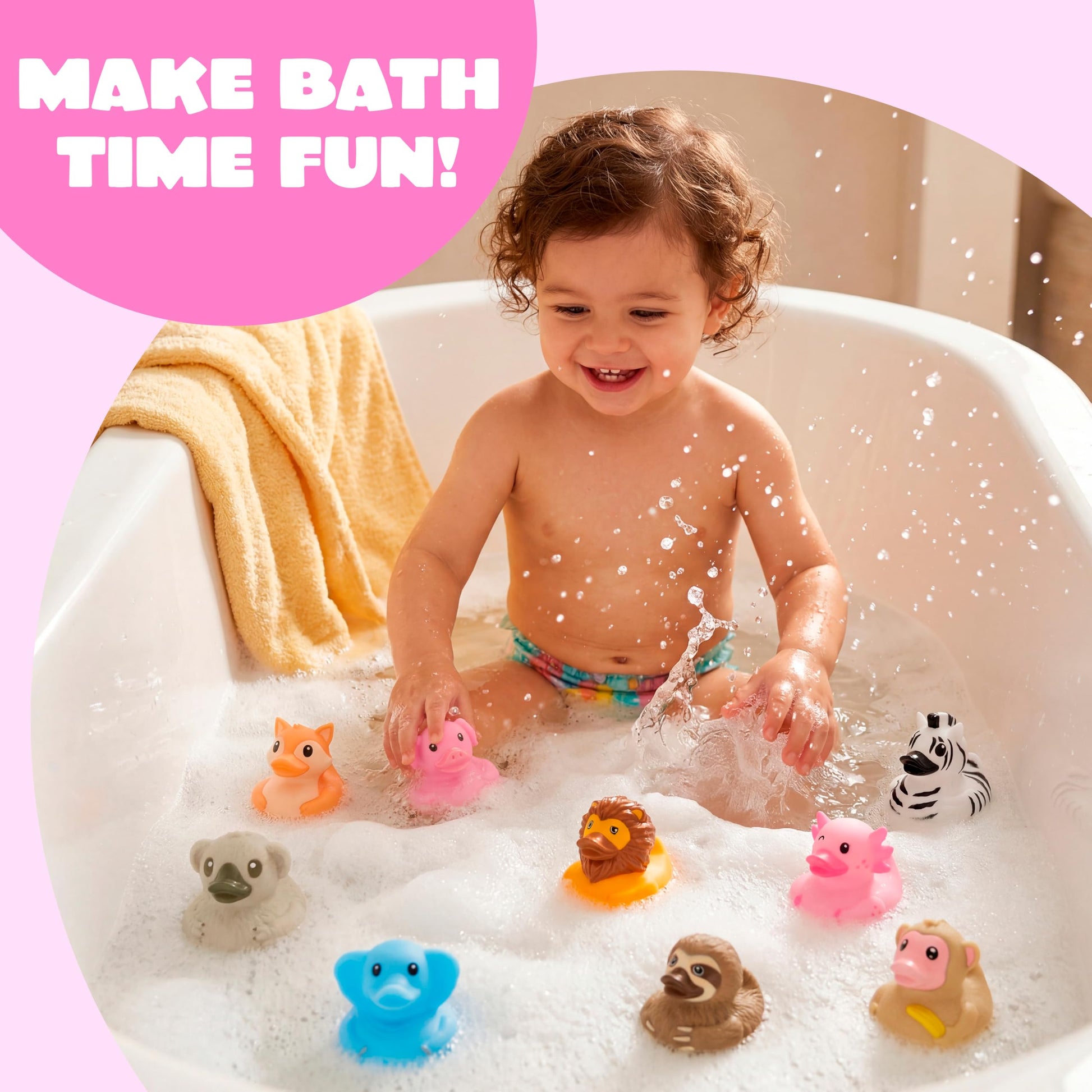 JOYIN 9 Pack Animal Rubber Duck Bath Toys, 2.3 Inch Rubber Squeaky Animal Toys, Cute Mini Zoo Animals for Bathtub Play, Party Favors, Easter Basket