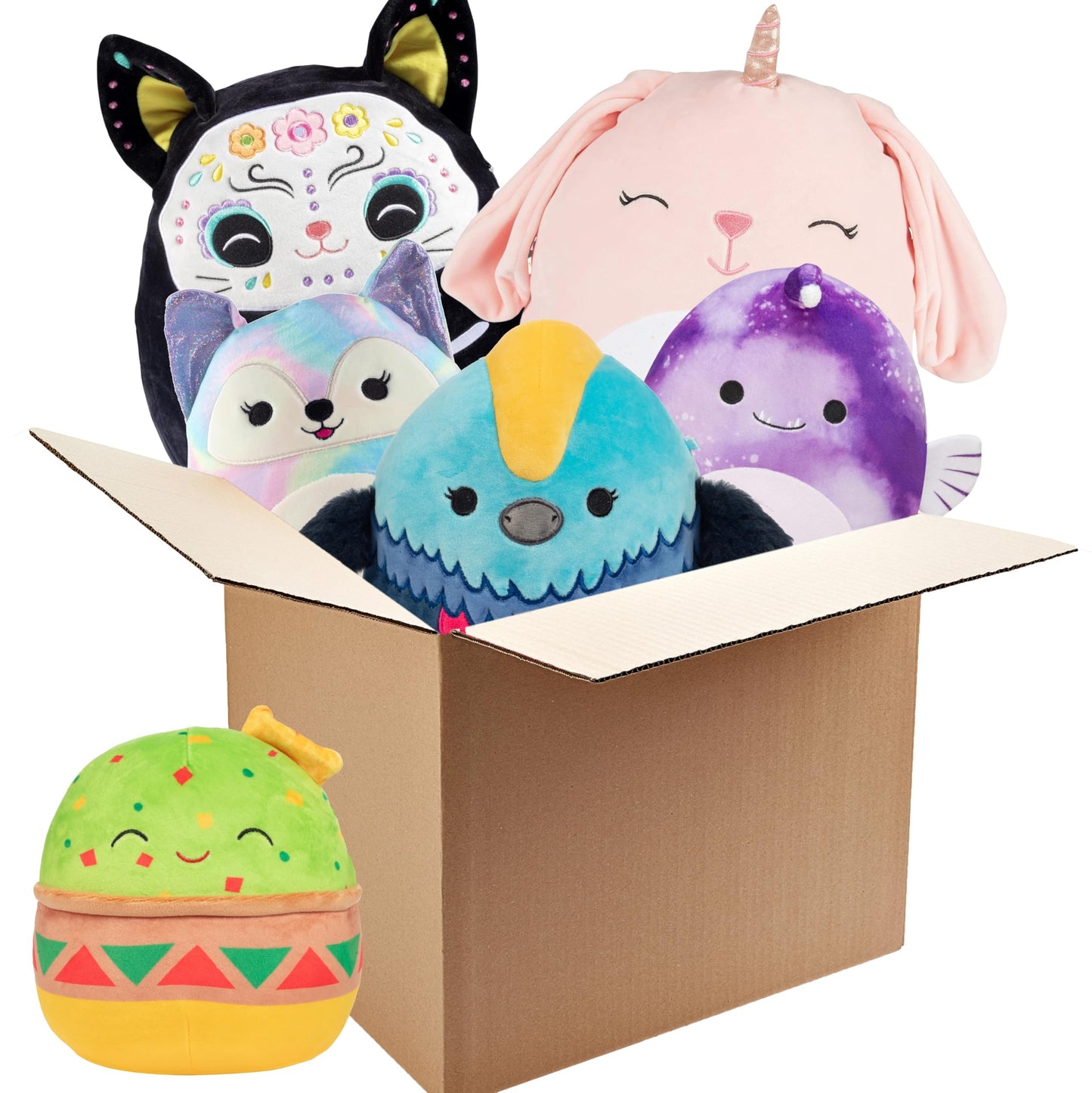 Squishmallows Mystery Squad Box - 3-Pack Plush Set (1 Jumbo 12” + 2 Medium 8”) Official Jazwares Collectible Stuffed Animals - Surprise Mystery Gift