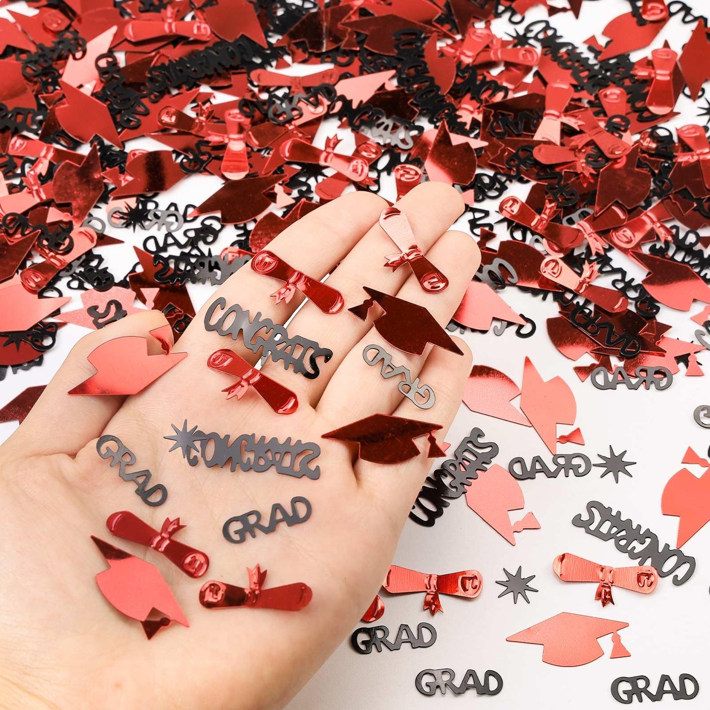 Red and Black Graduation Confetti 2026, 1000 Pcs Class of 2026 Table Centerpiece Grad Confetti for 2026 Graduation Party Decorations Supplies