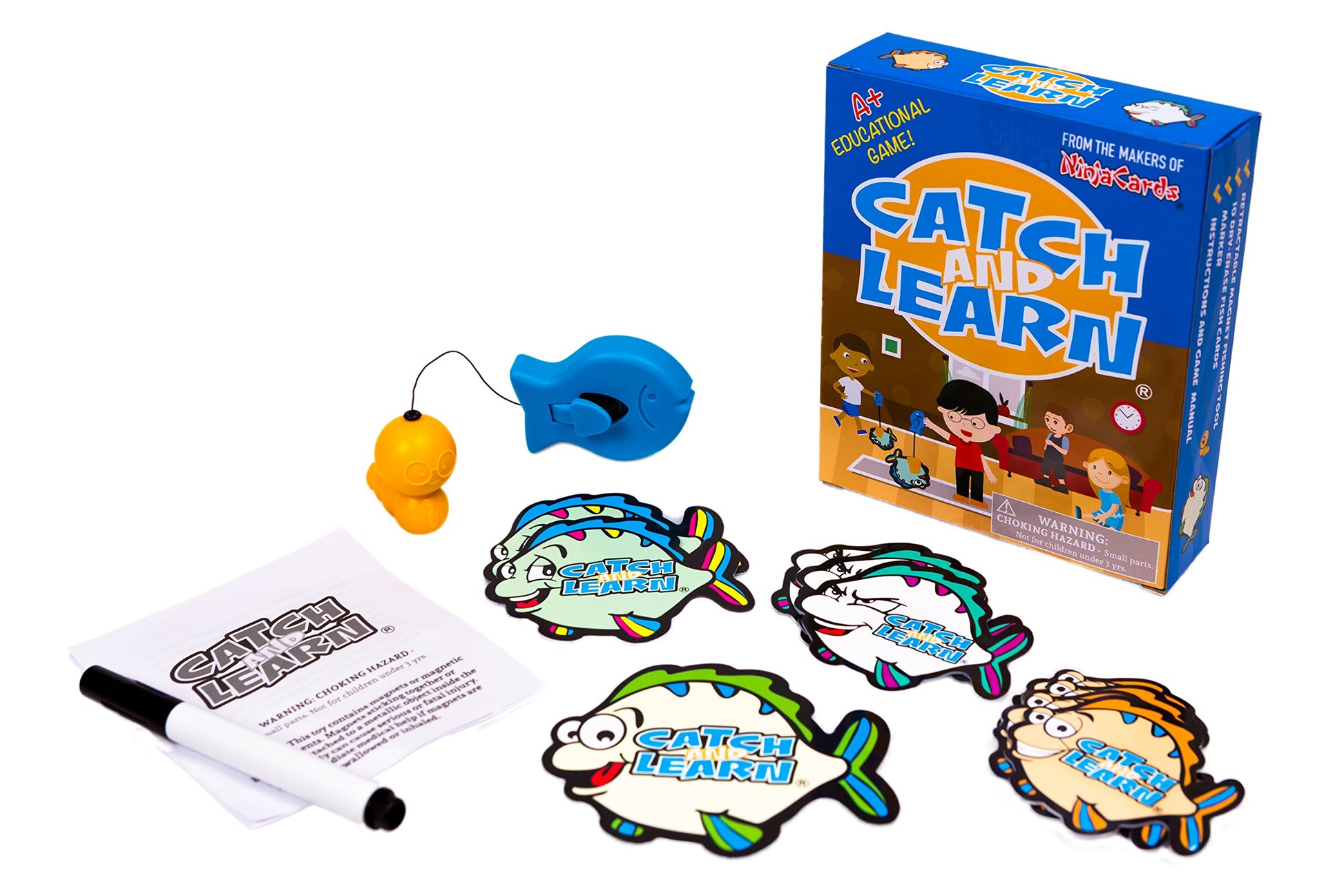 Catch and Learn by PlaSmart - The educational game where you fish for answers, fishing game, spelling, grammar, math, fine motor skills, Includes