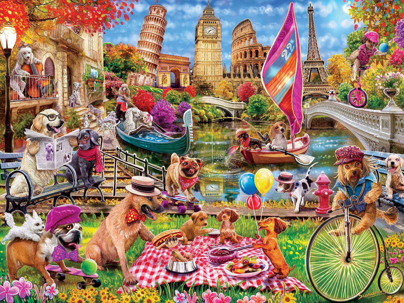 Masterpieces 300 Piece EZ Grip Jigsaw Puzzle - Dog Gone Days - 18"x24"