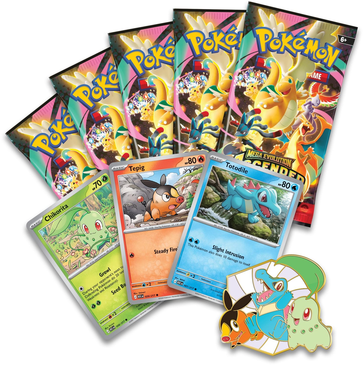 Pokémon TCG: Mega Evolution-Ascended Heroes First Partners Deluxe Pin Collection (3 Foil Promo Cards, 1 Deluxe Pin & 5 Booster Packs