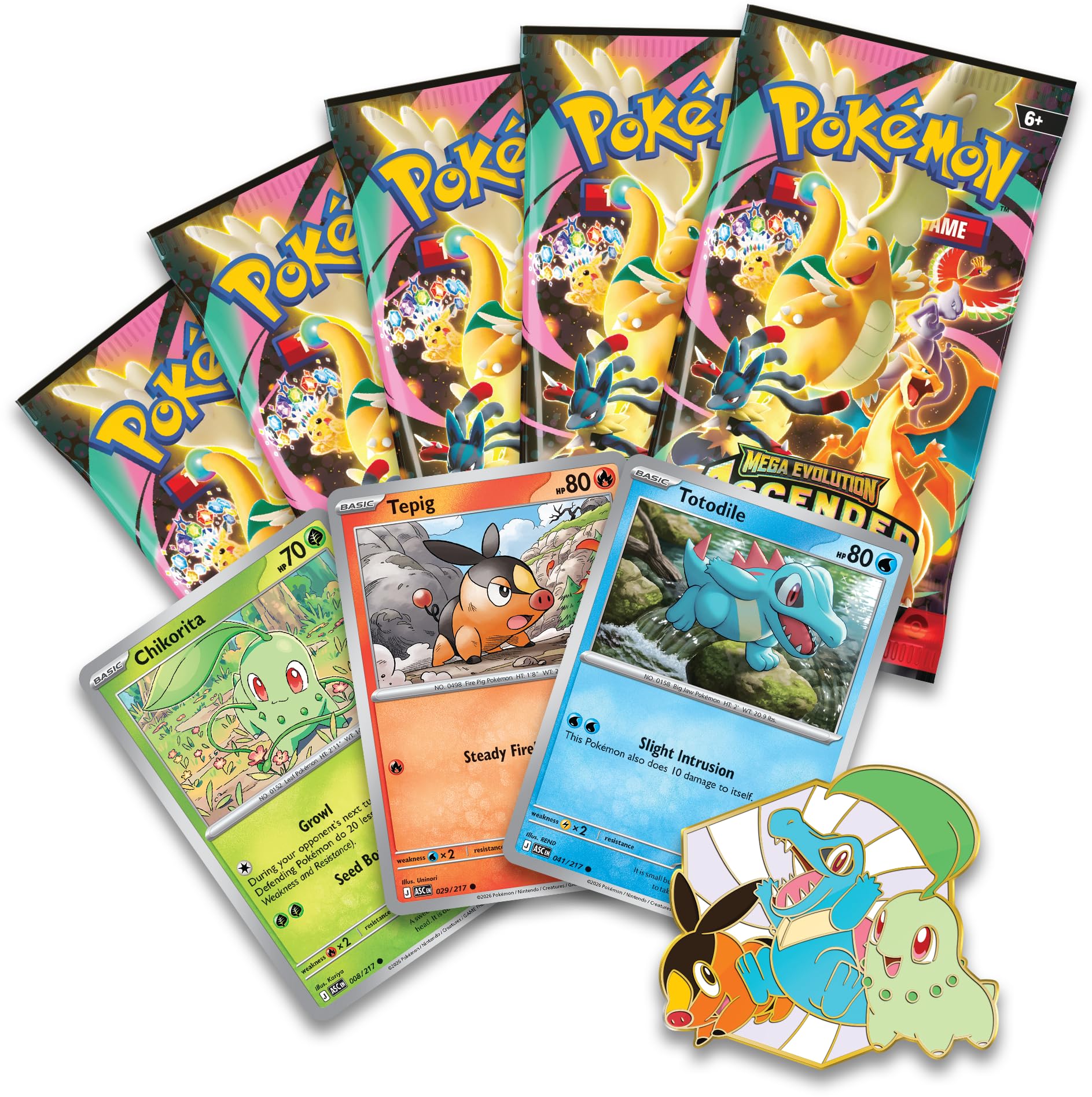 Pokémon TCG: Mega Evolution-Ascended Heroes First Partners Deluxe Pin Collection (3 Foil Promo Cards, 1 Deluxe Pin & 5 Booster Packs