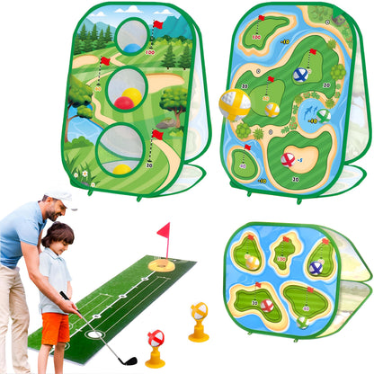 VMV ESSENTIALS Golf Games for Kids - Sticky Golf Game, Golf Cornhole Game and Golf Putting Game - Indoor and Outdoor Activities for Kids, Medium