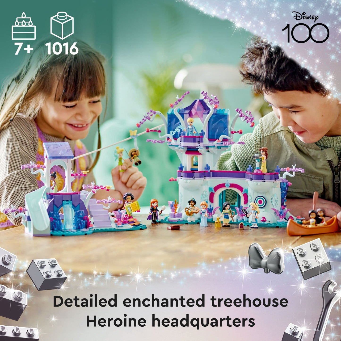 LEGO Disney The Enchanted Treehouse Buildable 2-Level Tree House with 13 Princess Mini-Dolls Including Jasmine, Elsa and Moana, Disney Classic