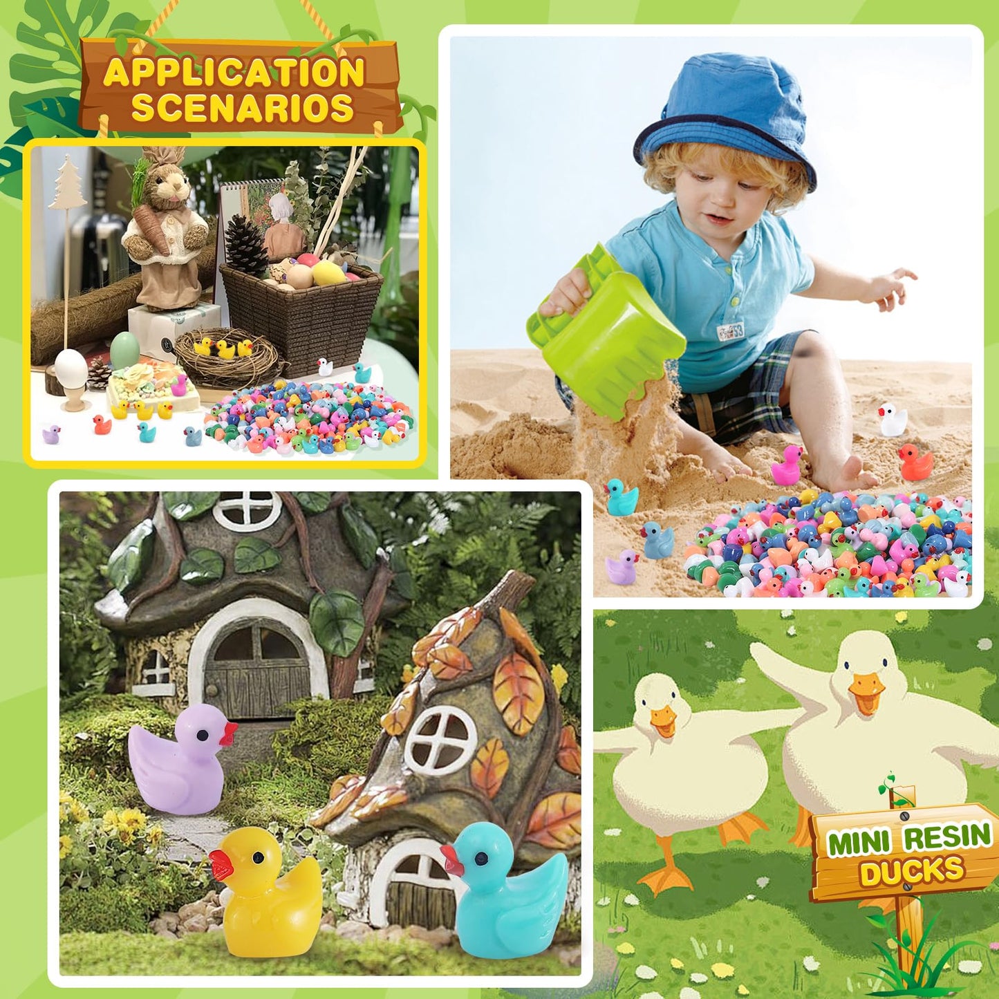 CozyWhimsy Mini Ducks 300 Pack Tiny Duck Figurines Bulk