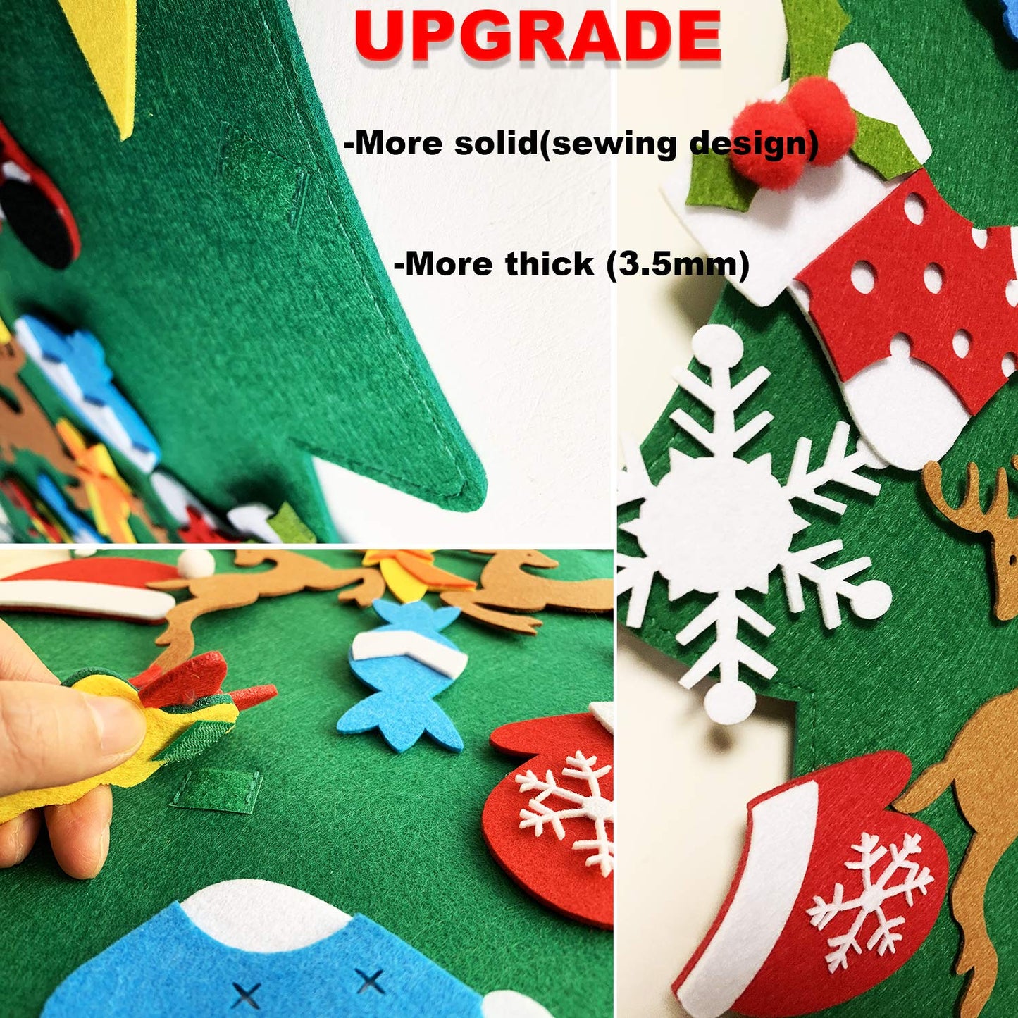 THAWAY DIY Felt Christmas Tree for Toddlers with 34 pcs Detachable Ornaments, Kids Door Wall Hanging Xmas Gifts Christmas Decorations