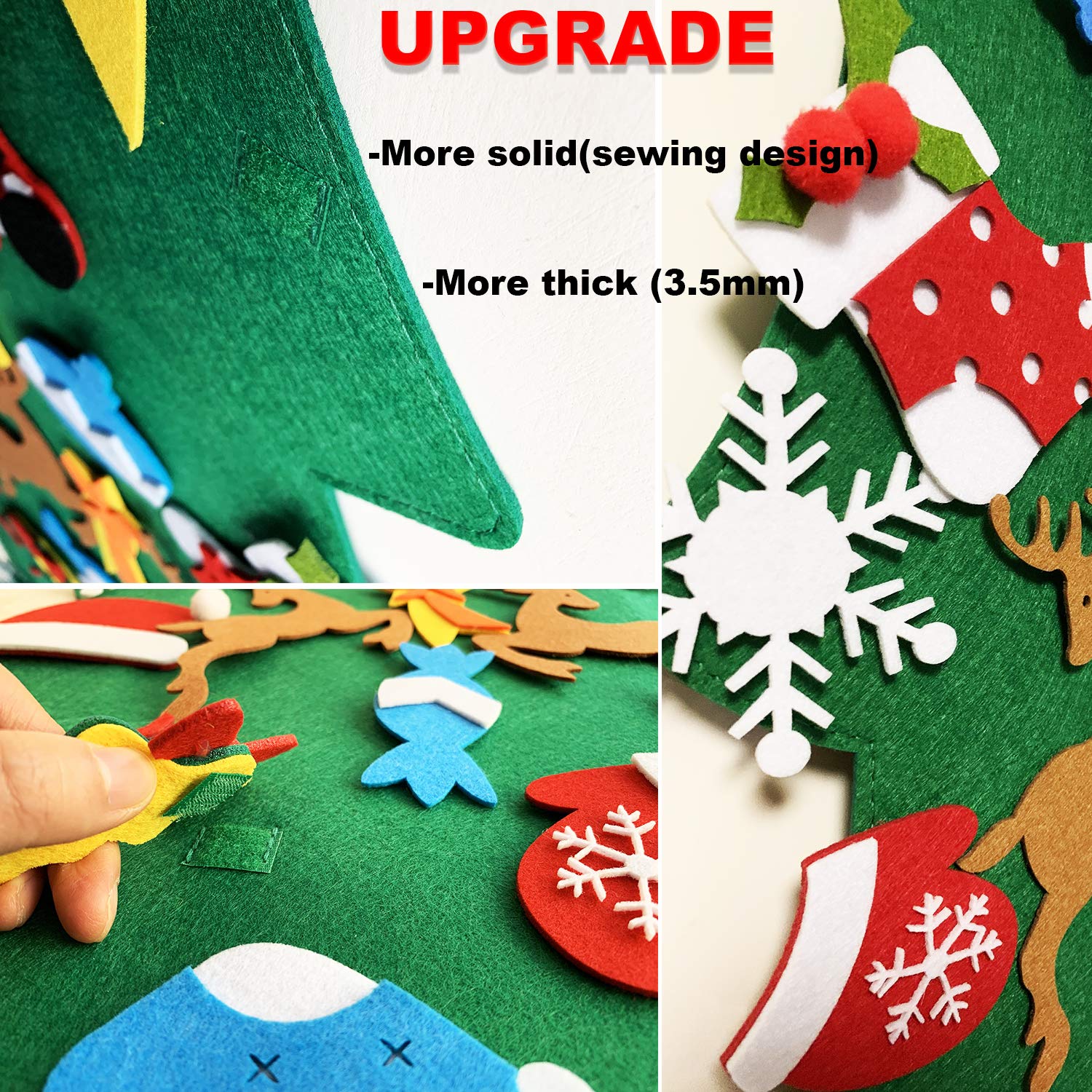 THAWAY DIY Felt Christmas Tree for Toddlers with 34 pcs Detachable Ornaments, Kids Door Wall Hanging Xmas Gifts Christmas Decorations
