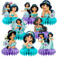 8Pcs Princess Jasmine Table Centerpieces Birthday Party Supplies Double Side Table Decorations for Kids Party Decorations