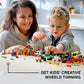 LEGO Classic Bricks and Wheels 11014 Building Kit, Includes a Toy Car, Train, Bus, Robot, Skateboarding Zebra, Race Car, Bunny in a Wheelchair,