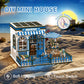 DIY Miniature Dollhouse Kit with Touch LED Light, 3D Wooden Puzzle Santorini Cafe Model, Creative Ocean Style Building Set, Arts and Crafts Gift