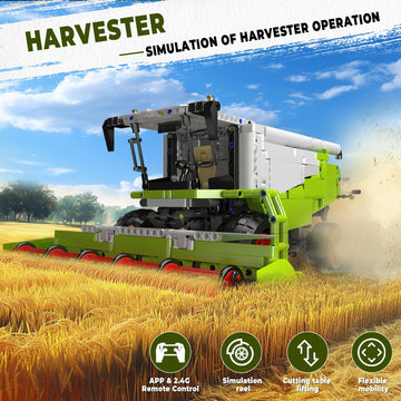 Mould King 17014 Wheat Harvester Building Blocks Set, Tractor Truck Building Kit with Motor, Farm Truck Construction Vehicles Toys, DIY Assembly STEM