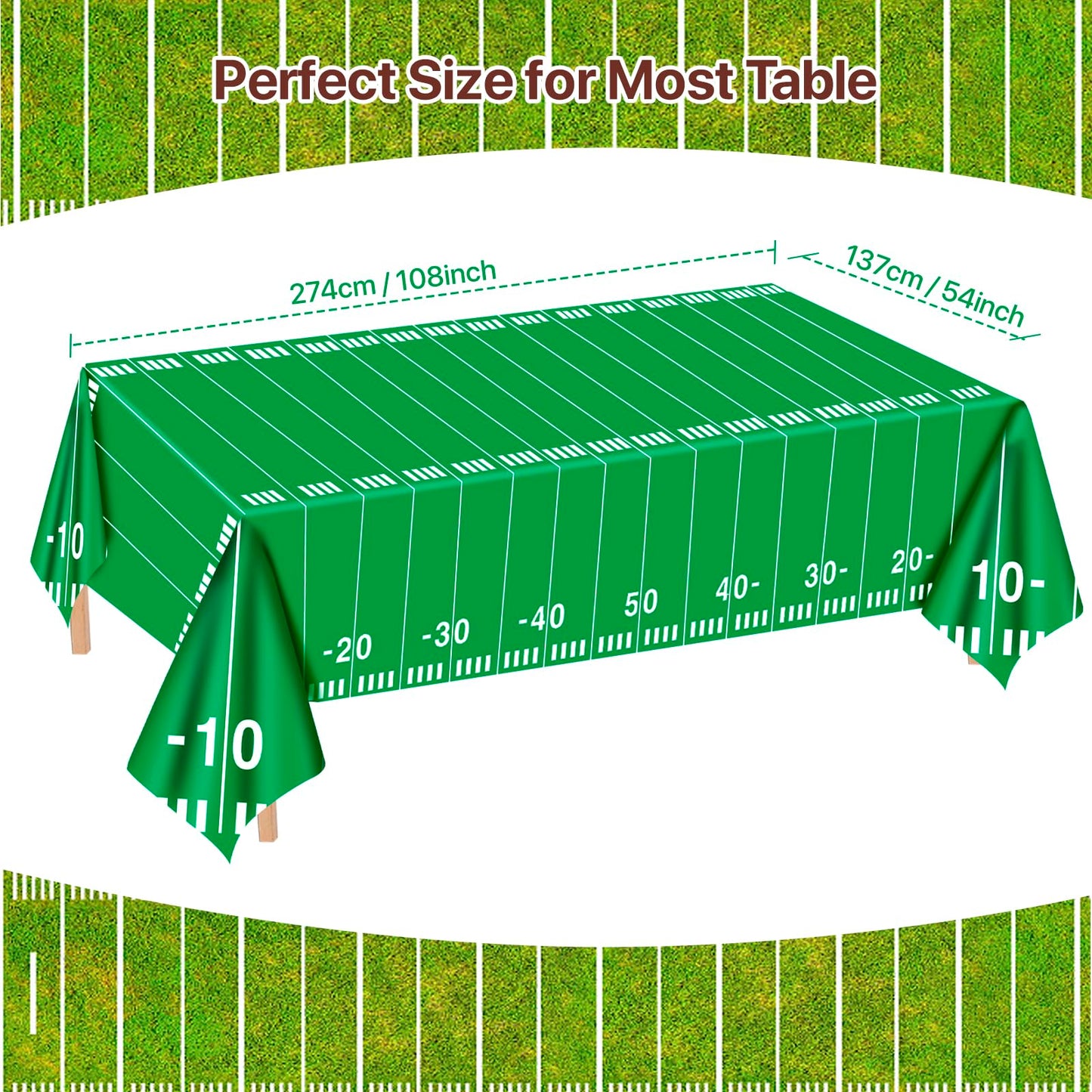 2 Pack Football Tablecloth - Football Party Decorations, Plastic Footballs Table Cover, Disposable Rectangle Table Cloth for Footballs Party Supplies
