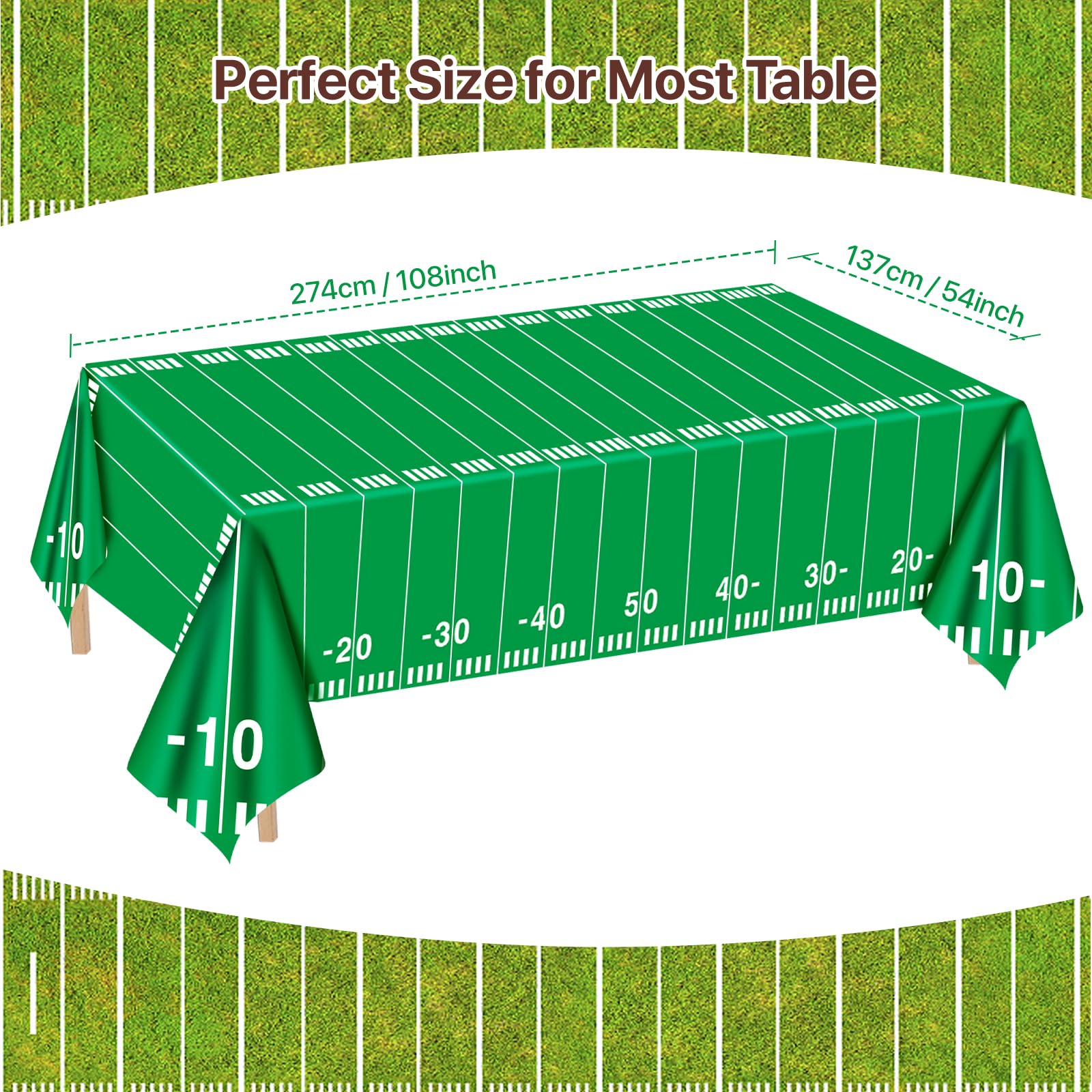 2 Pack Football Tablecloth - Football Party Decorations, Plastic Footballs Table Cover, Disposable Rectangle Table Cloth for Footballs Party Supplies