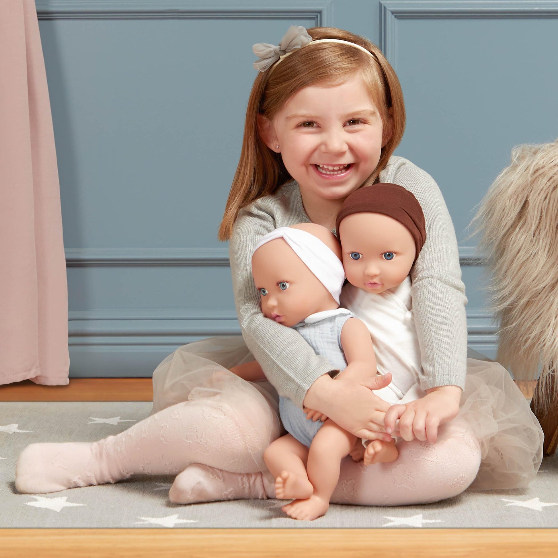 LullaBaby - 14-inch Realistic Baby Twin Dolls - Fair Skin Tones & Blue Eyes - Soft Bodies & Removable Outfits - Hat, Headband & Pacifier Accessories