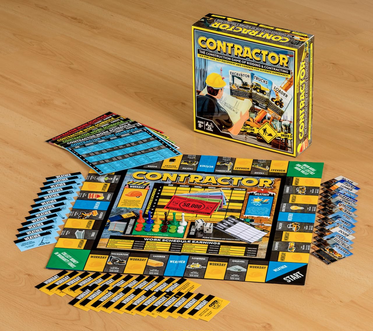 Contractor Board Game - Construction Strategy Game for Family Game Night, City-Building Resource Management, Ages 8+, 2-6 Players