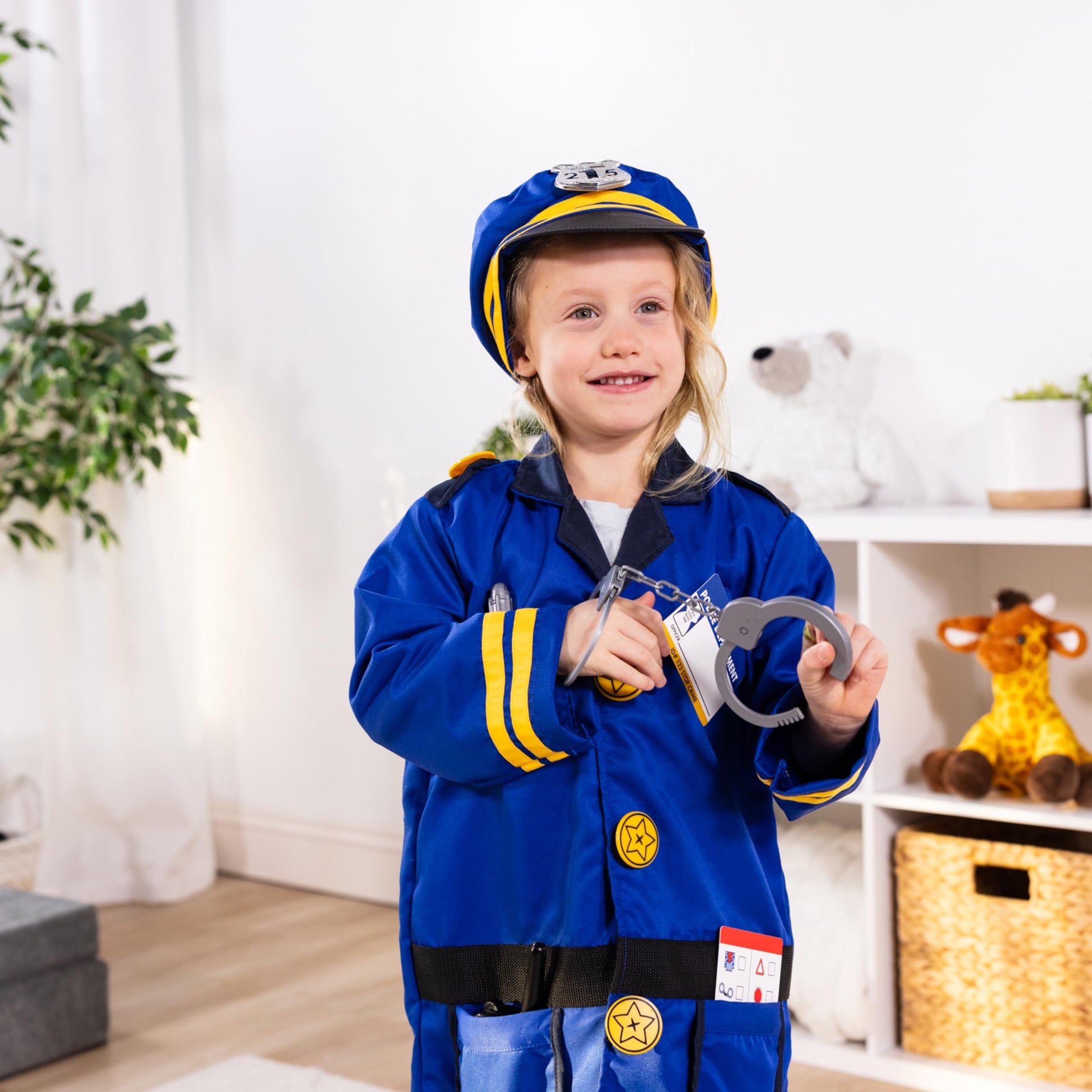 Melissa & Doug Police Officer Costume, 8-Pc Pretend Play Dress Up, Badge, Handcuffs & Accessories, Role Play Toys for Kids 3+