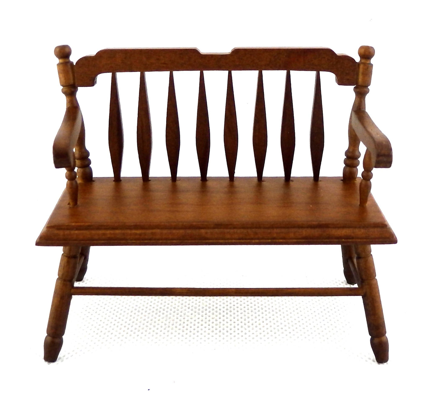 Dollhouse Miniature Deacons Bench in Walnut
