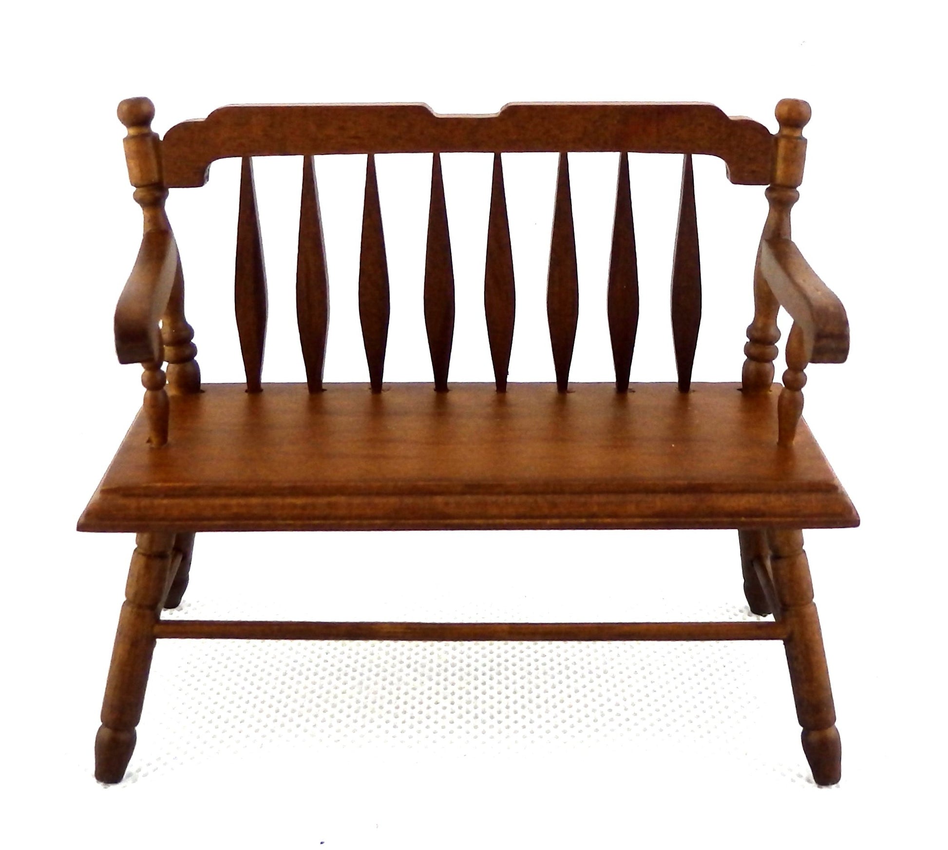 Dollhouse Miniature Deacons Bench in Walnut