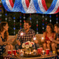 Patriotic Decorations, 5Pack USA Red White and Blue Decorations Metallic Foil Ceiling Fringe Curtains and Star Garland for or 250th Anniversary