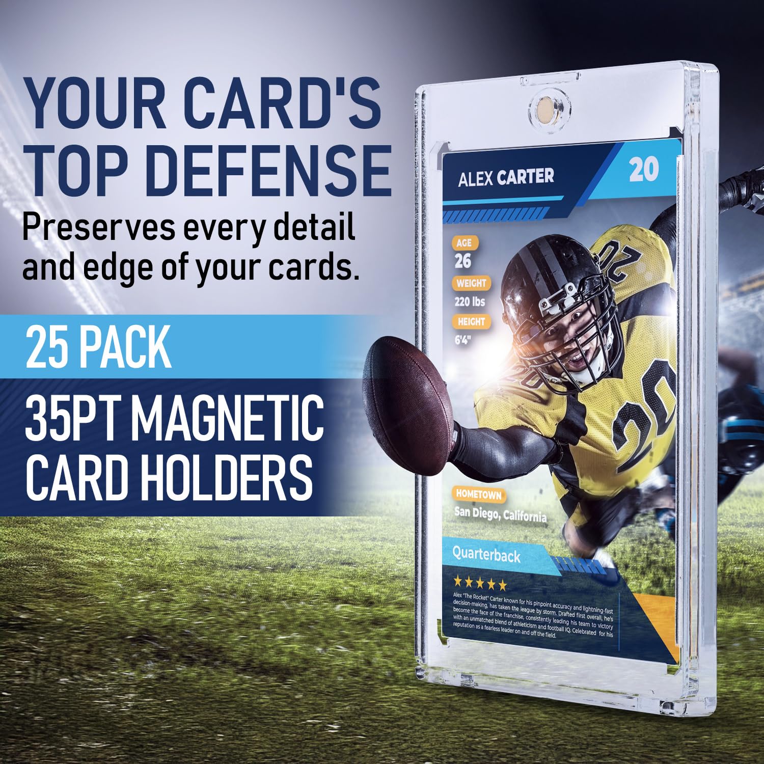 Premium 35PT - 360PT Magnetic Card Holder Case | Magnetic Trading Card Holder, Pro Sports, Football, Basketball, Baseball, MTG & TCG U-V Hard