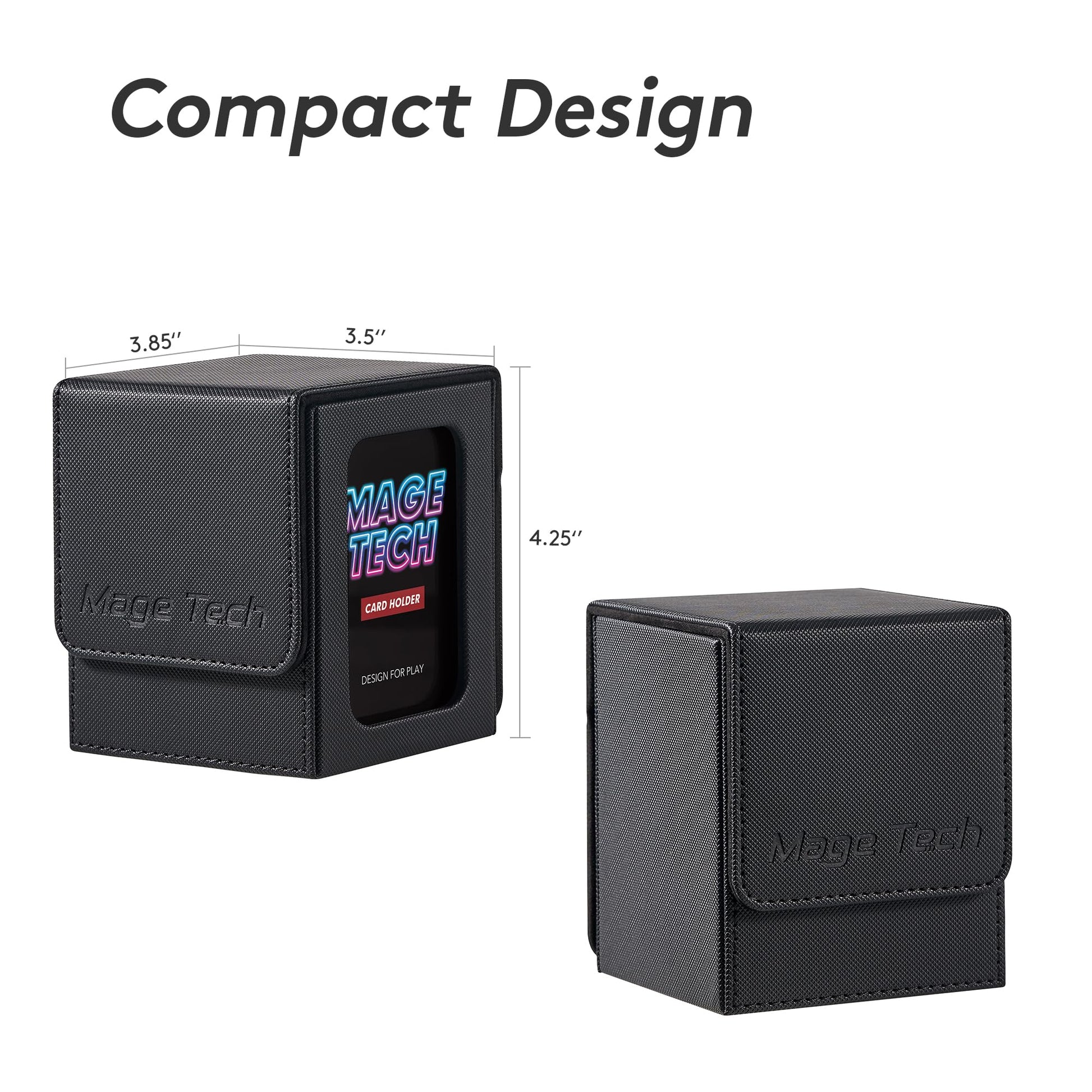 Mage Tech Commander Deck Box Lite - Card Display with Mini Snap Card Holder & Removable Cover, Fits 100+ Single-Sleeved Cards, Ideal for MTG, PTCG