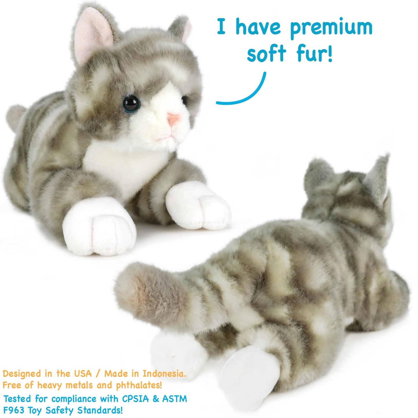 TigerHart Gavin The Grey Tabby Cat - 13 Inch Stuffed Animal Plush