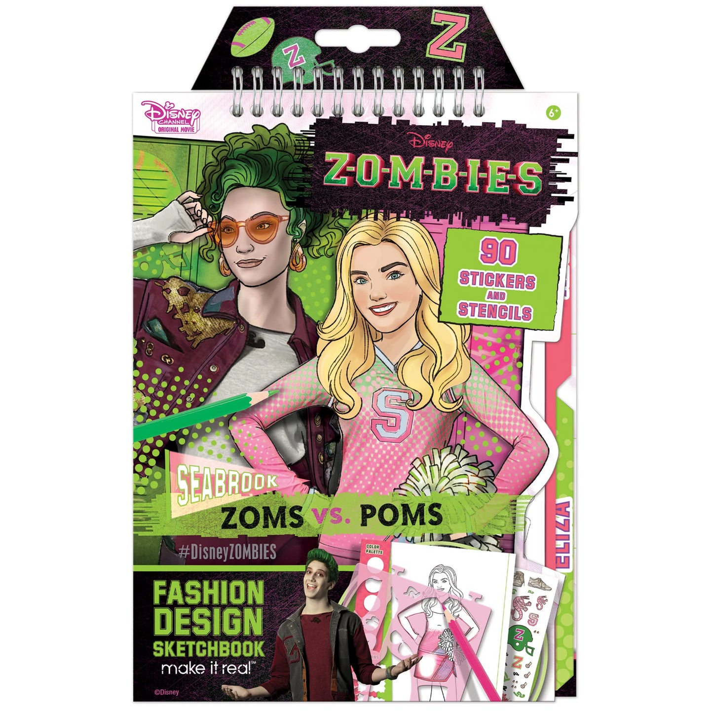 Make It Real Disney Zombies Fashion Design Sketchbook for Girls - Create Outfits for Addison & Bree with Stickers, Stencils, Design Guide - Creative