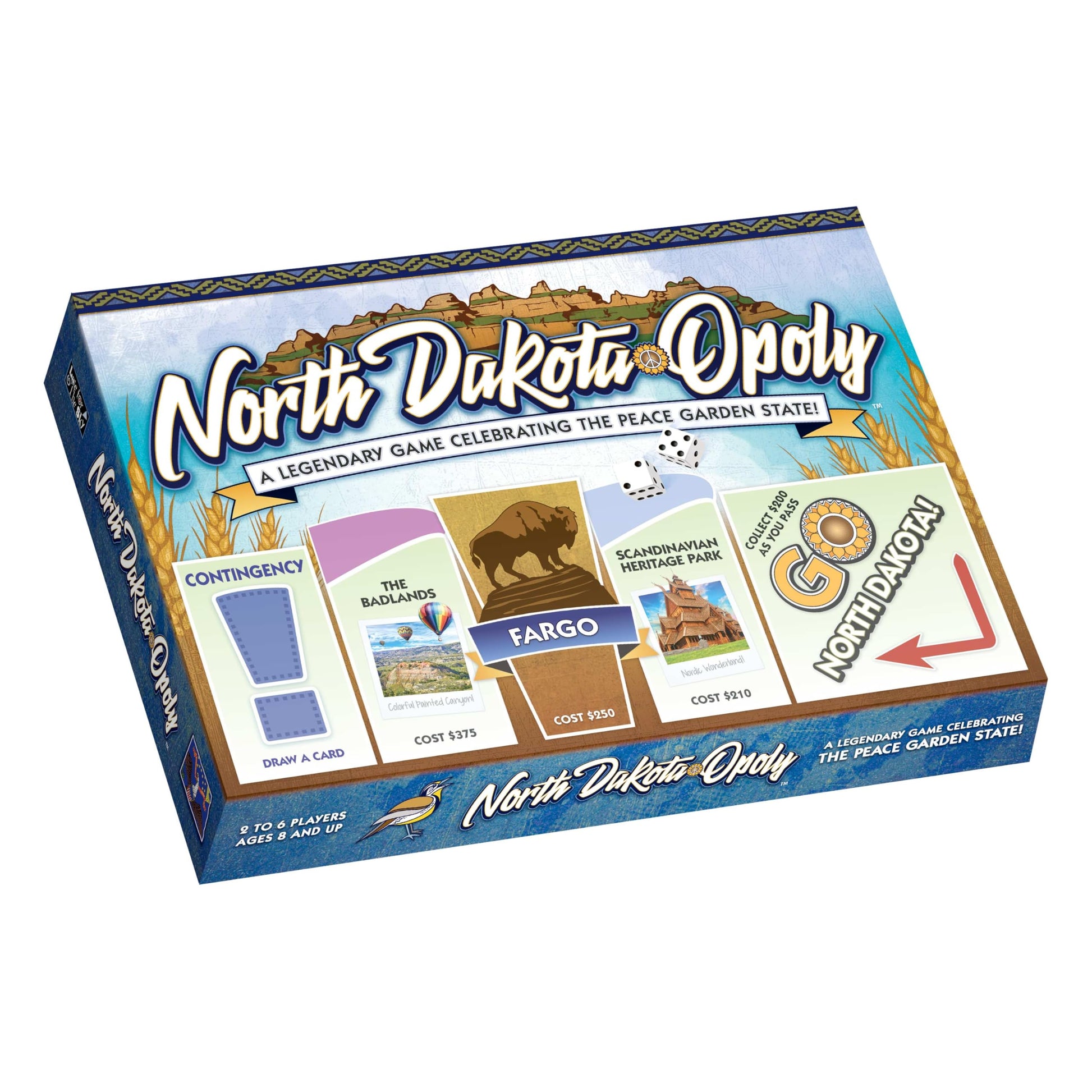 Late for the Sky North Dakota-Opoly Family Board Game - State-Themed Strategy Fun with Badlands, Bakken Oil Field, Red River Valley, Ages 8+, 2-6
