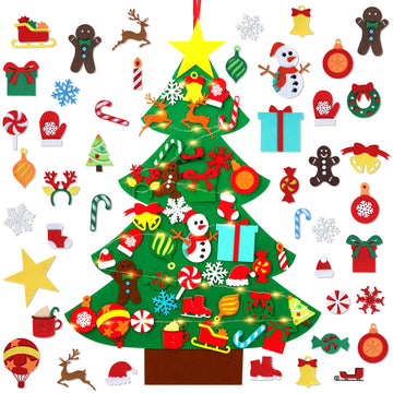Garma DIY Felt Christmas Tree Set with 41PCS Kids Wall Hanging Detachable Ornaments, Felt Christmas Craft Kits Decorations for Toddler Xmas Gifts New