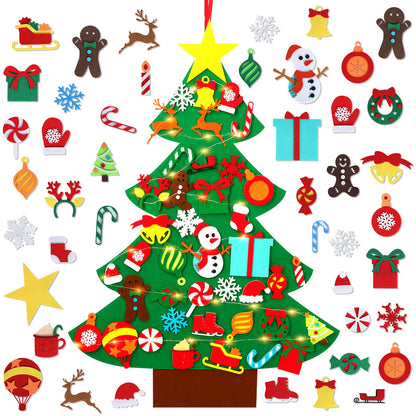Garma DIY Felt Christmas Tree Set with 41PCS Kids Wall Hanging Detachable Ornaments, Felt Christmas Craft Kits Decorations for Toddler Xmas Gifts New