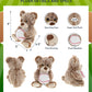 DolliBu Sitting Brown Bear Stuffed Animal with Baseball Plush - Soft Huggable Brown Bear, Adorable Playtime Bear Plush Toy, Cute Wild Life Sports Gift