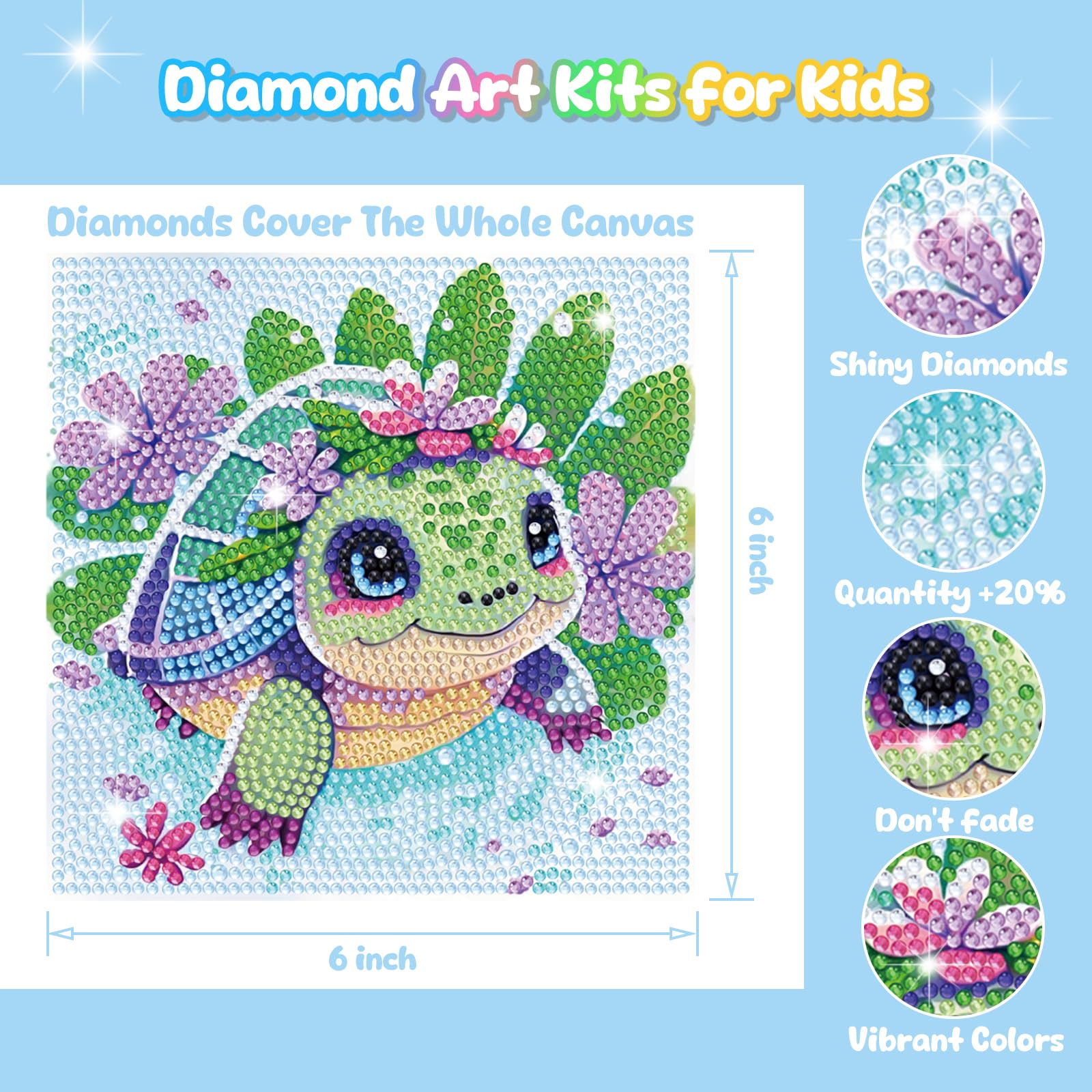 4 Pack Cartoon Diamond Art Kits for Kids, Crafts for Girls 8-12 Arts and Crafts for Kids Ages 4-8, 5D Cute Animals Diamond Art Painting for Adults