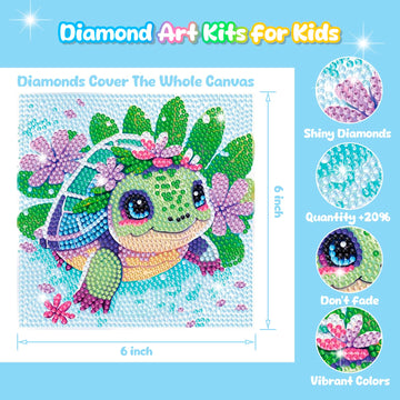 4 Pack Cartoon Diamond Art Kits for Kids, Crafts for Girls 8-12 Arts and Crafts for Kids Ages 4-8, 5D Cute Animals Diamond Art Painting for Adults