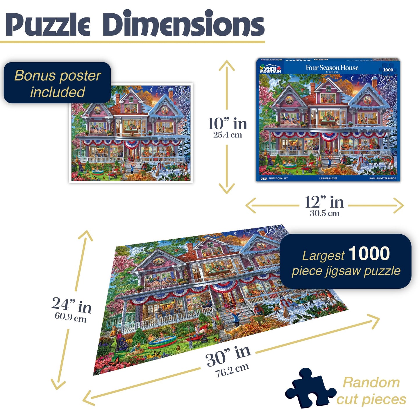 White Mountain 1000 Piece Jigsaw Puzzle, Four Season House